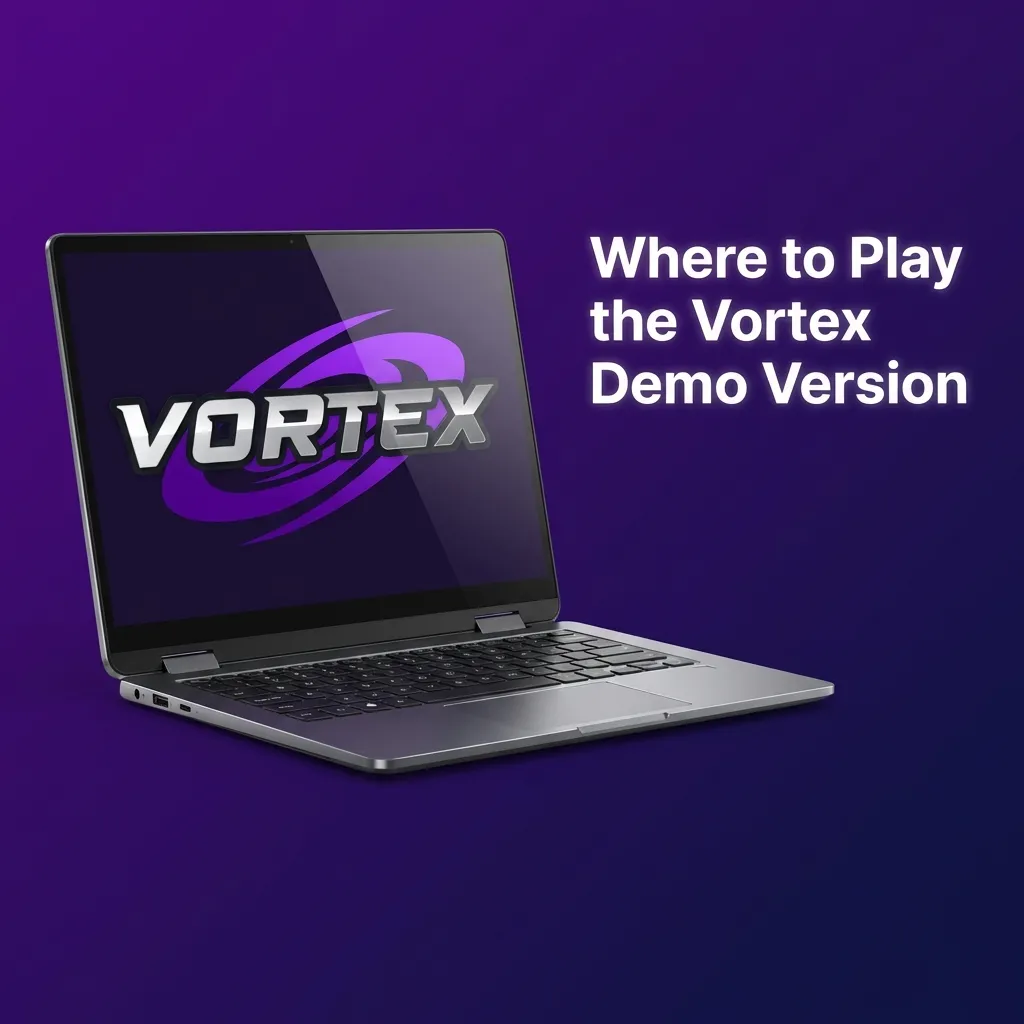 Player testing Vortex slot demo on computer screen showing game interface and practice mode options — Vortex in India